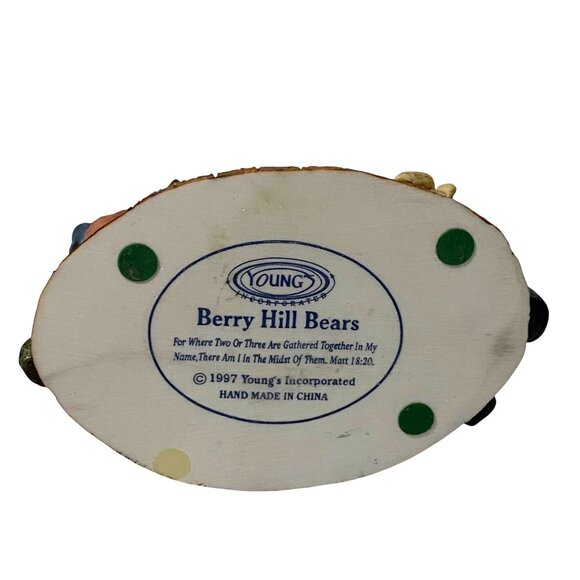 Vintage 90s Young Berry Hill Bears Worshiping Family Figurine Christian Ceramic - Picture 5 of 5